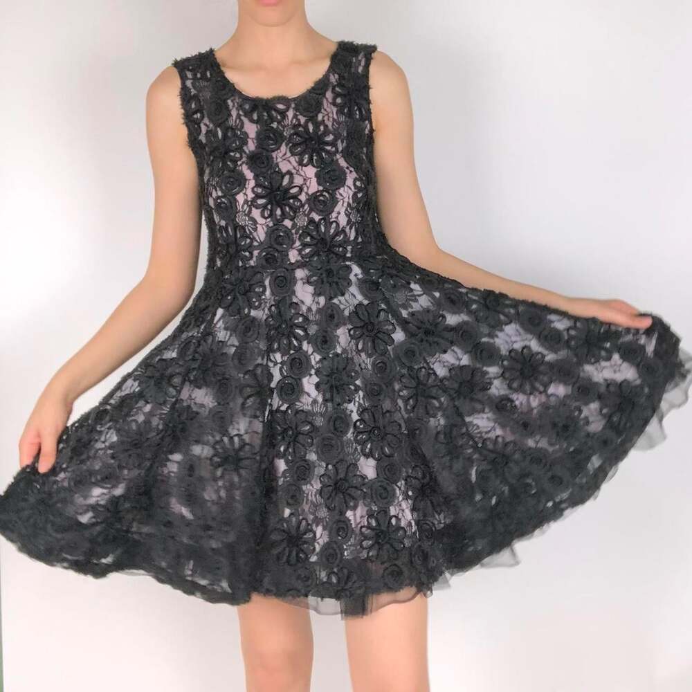 Women's Pink and Black Dress